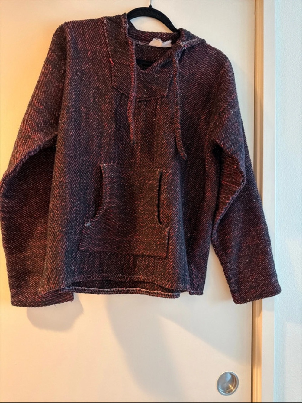 Men's Hooded Pullover Baja Sweater - Burgundy